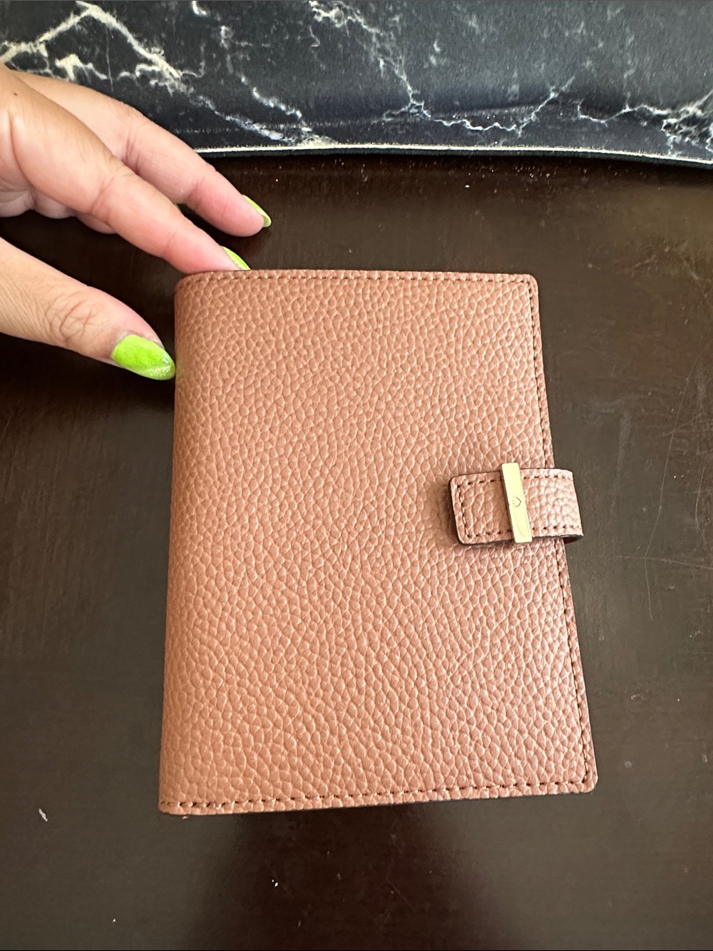 Kate Spade Pebbled Leather Passport Holder - Brown